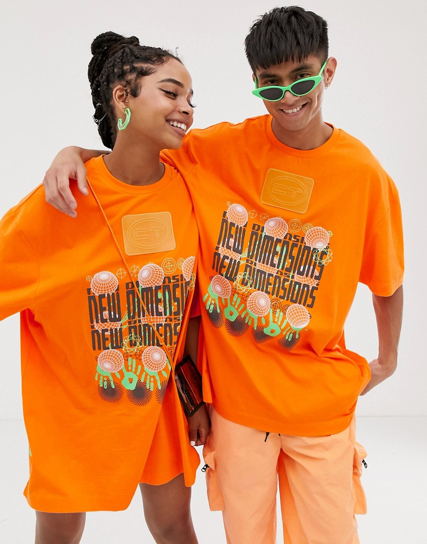 Crooked Tongues Rave unisex t-shirt in orange neon