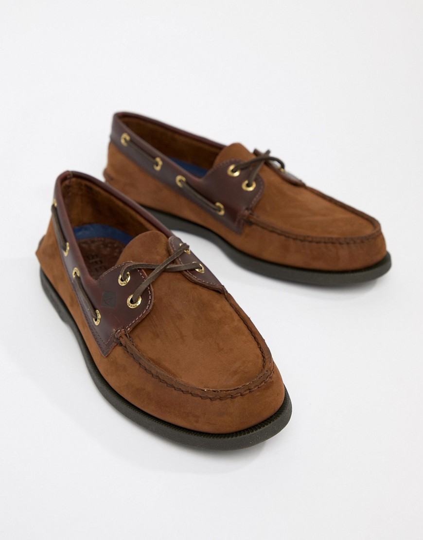 Sperry Topsider Leather Boat Shoes In Brown