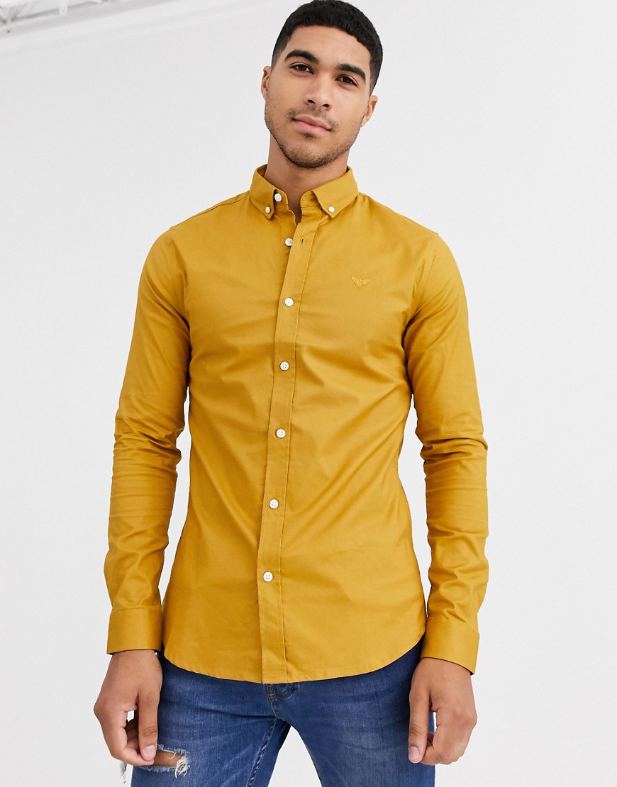 New Look muscle fit oxford shirt in mustard