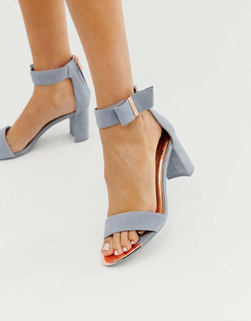 Ted Baker grey suede barely there block heeled sandals