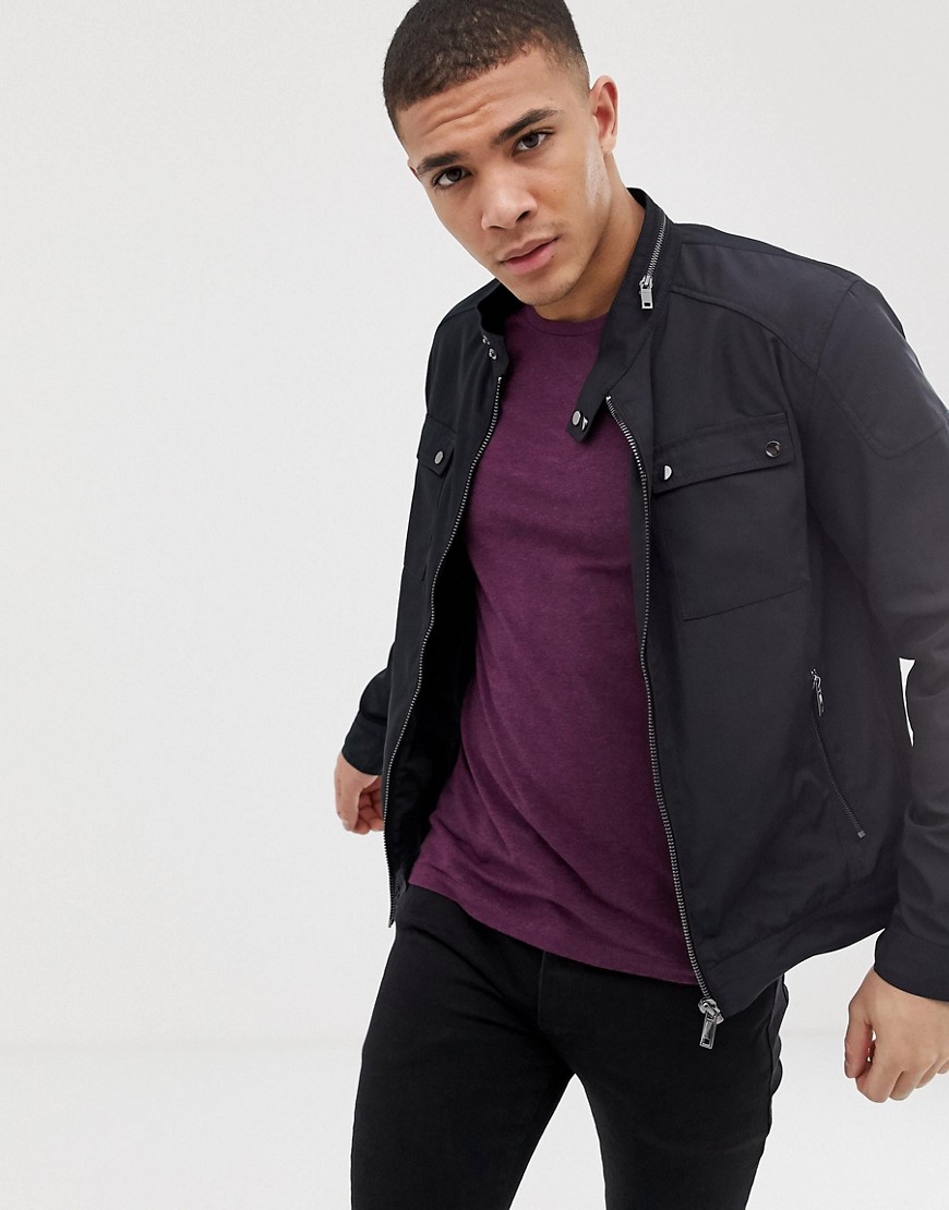 Celio bomber jacket with pockets in black