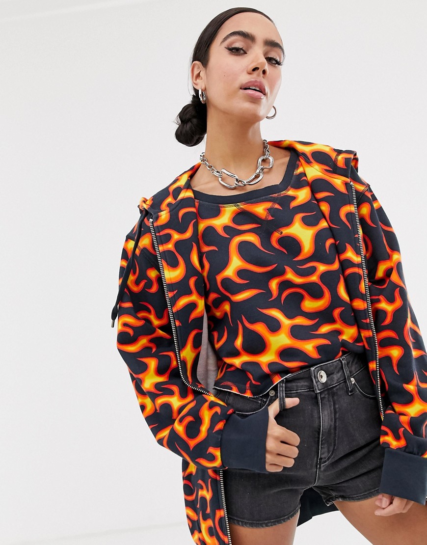 Love Moschino flames print hoodie