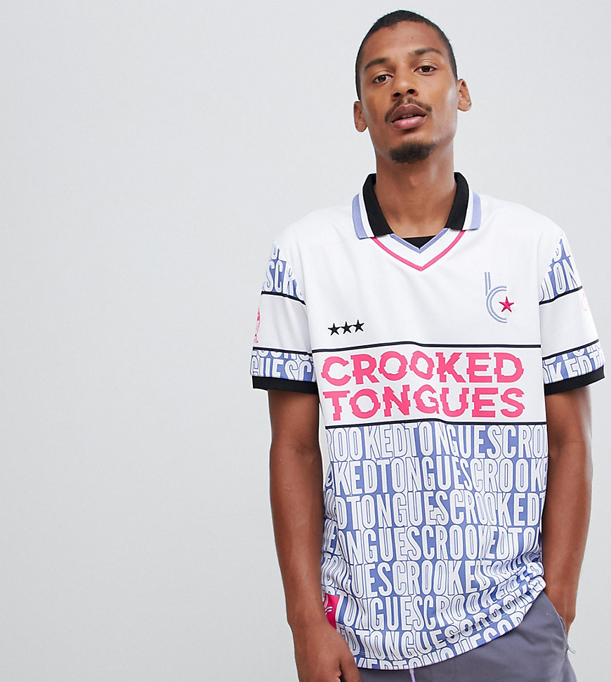 Crooked Tongues oversized football jersey in white