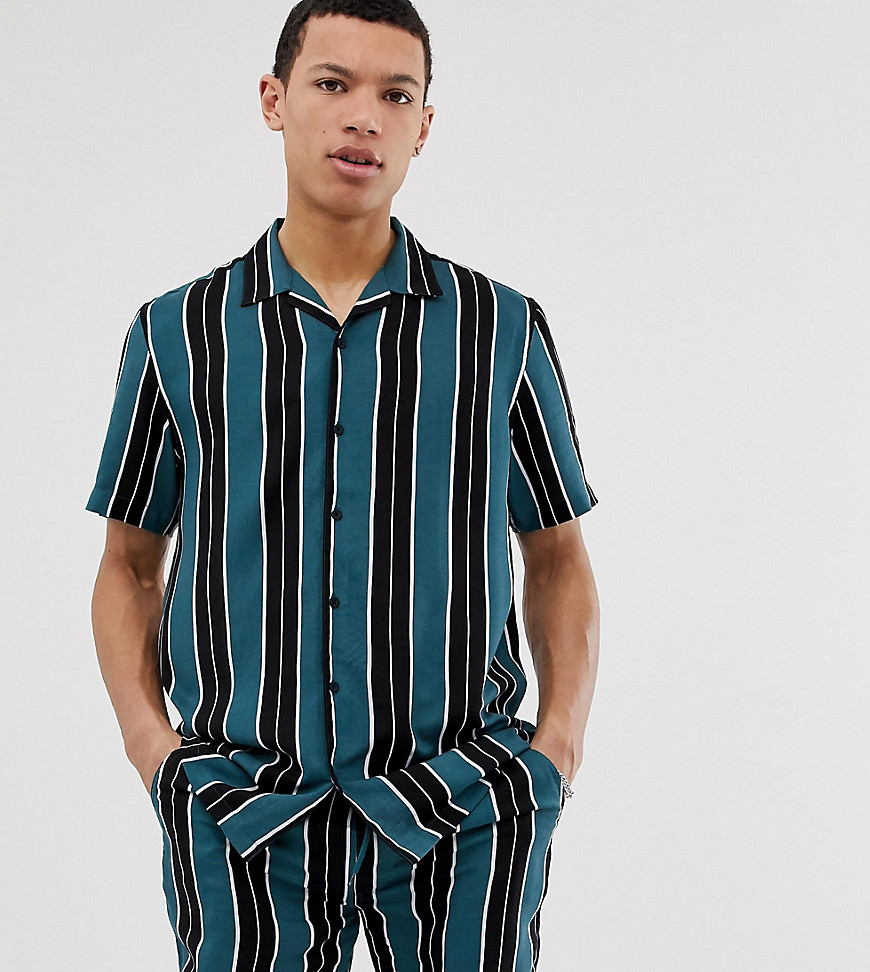 Brave Soul Tall Co-ord printed rivere short sleeve shirt