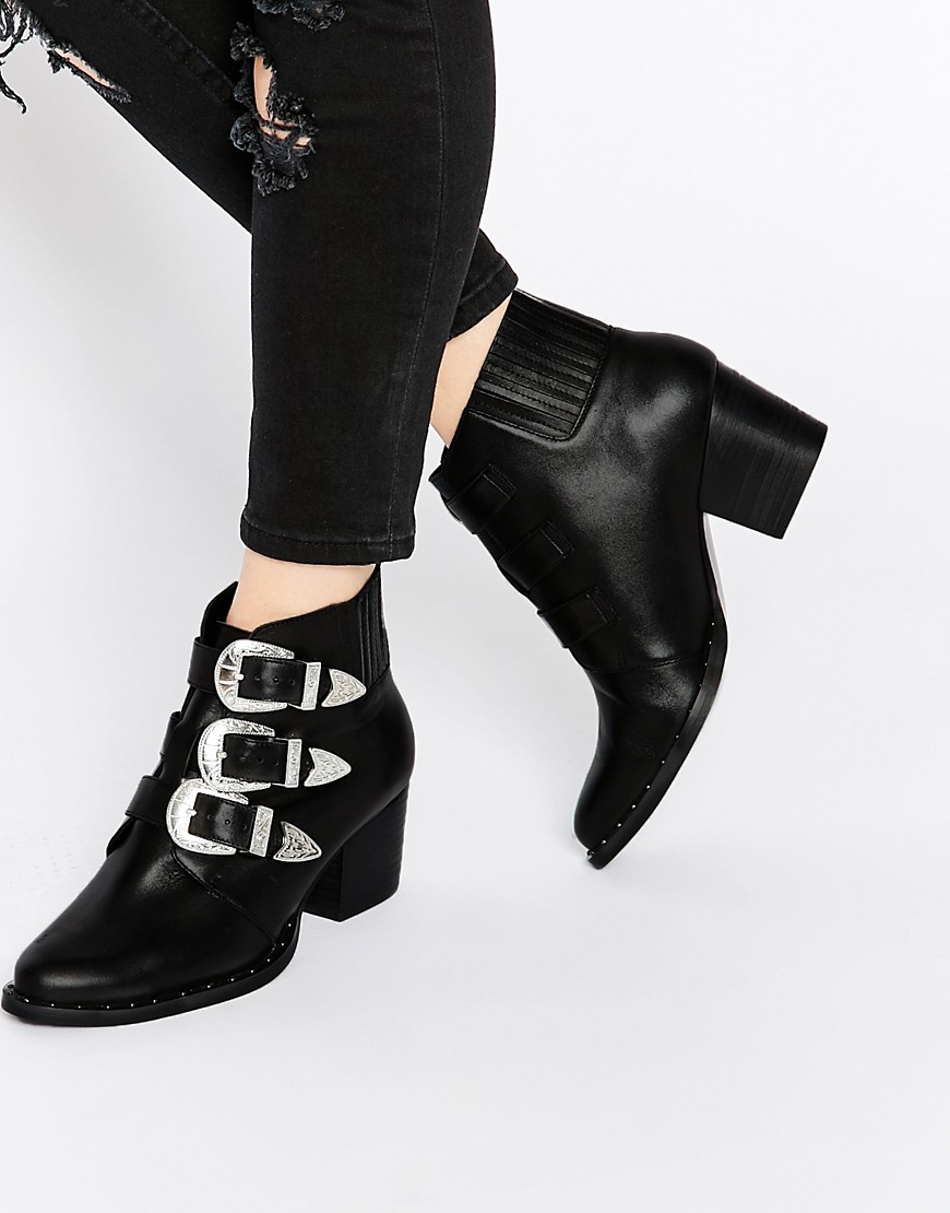 ASOS | ASOS REBEL Leather Western Ankle Boots at ASOS