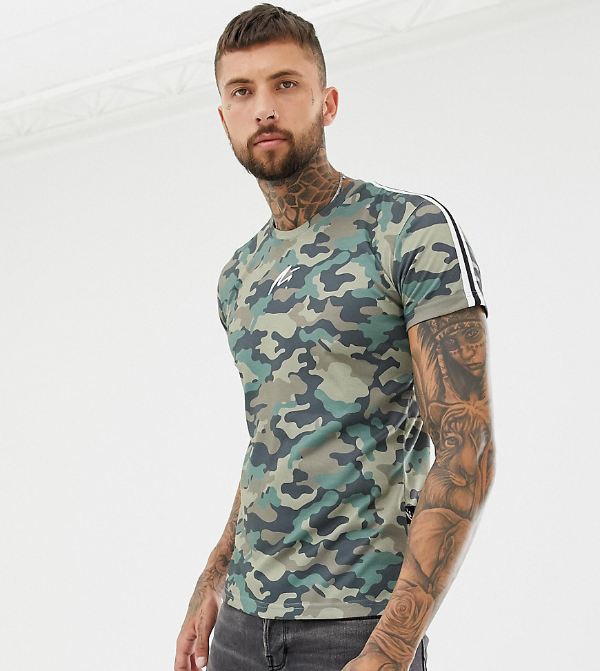 Mauvais muscle logo t-shirt in camo with side stripe