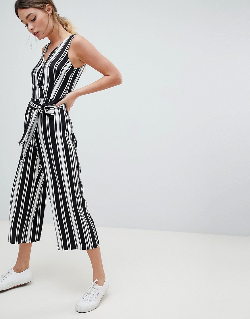 Oasis Stripe Jumpsuit - Black and white