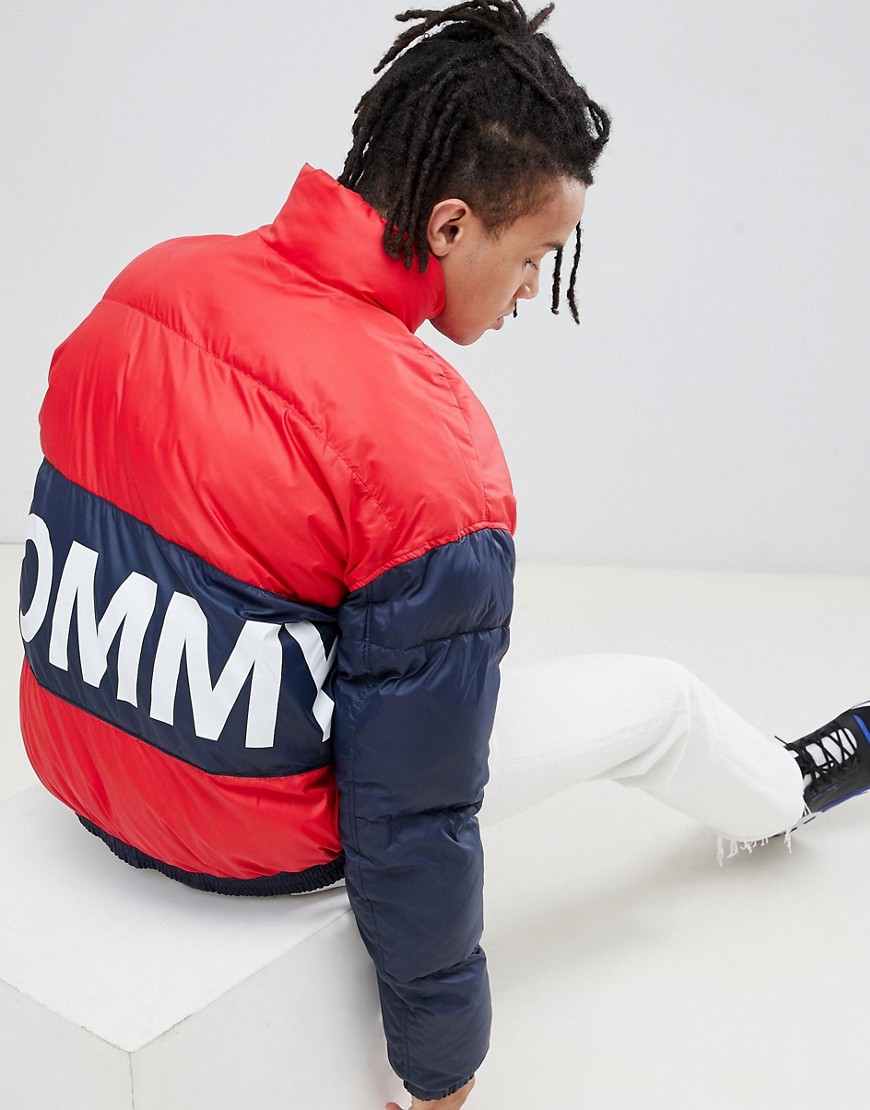 Tommy Jeans reversible padded jacket in navy/red - Black iris