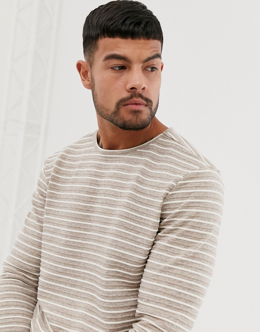 Native Youth long sleeve top in taupe with stripe