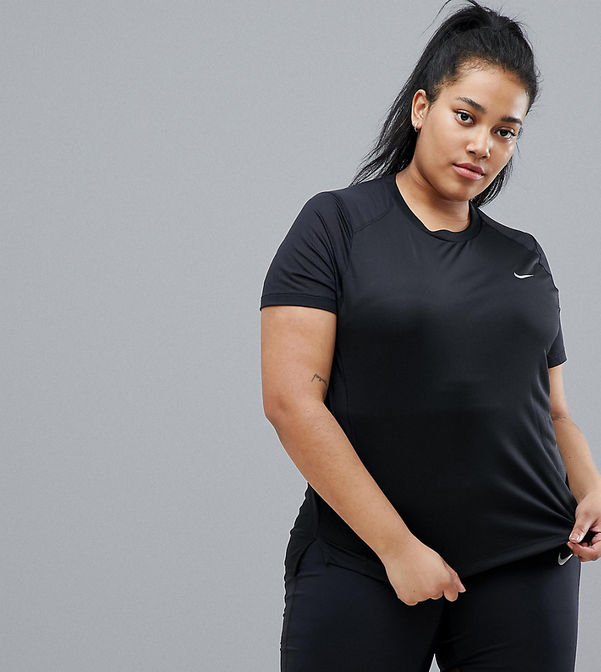 Nike Running Plus Miler Short Sleeve T-Shirt In Black