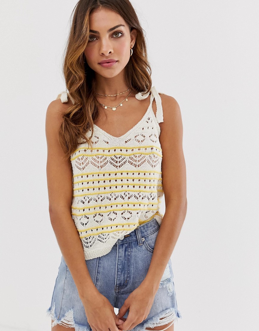 Stradvarius striped knitted cami in multi