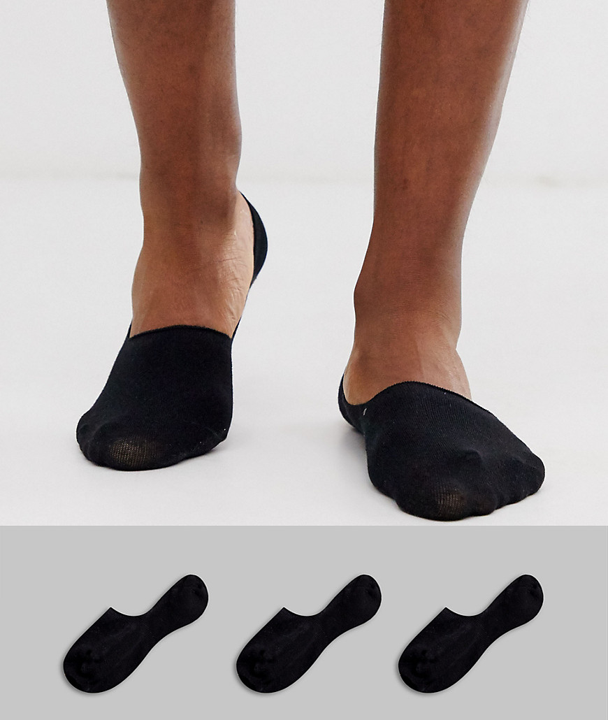 Selected Homme 3 pack invisible socks in black