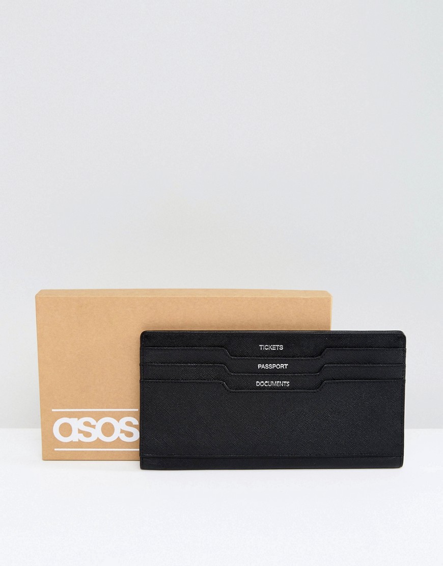 Черный дорожный бумажник из кожи ASOS - Черный 