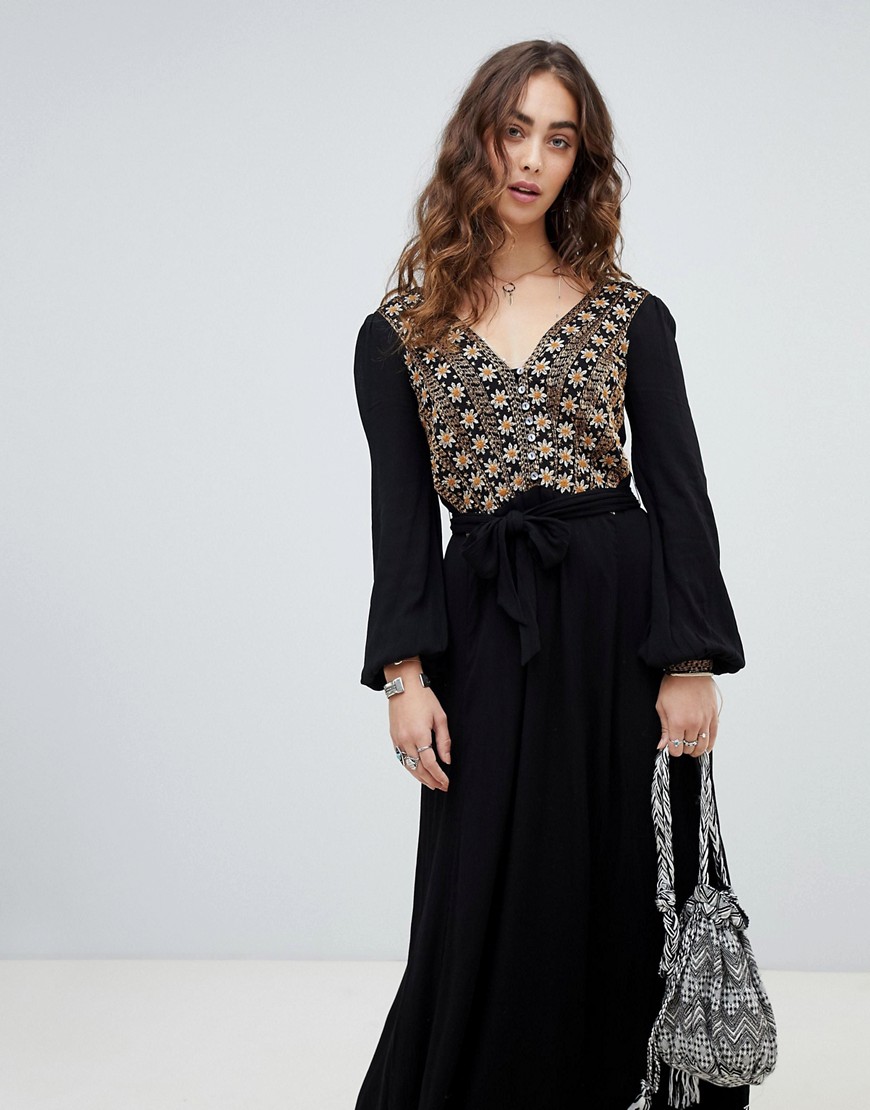 Free People Heart's Desire embroidered midaxi dress