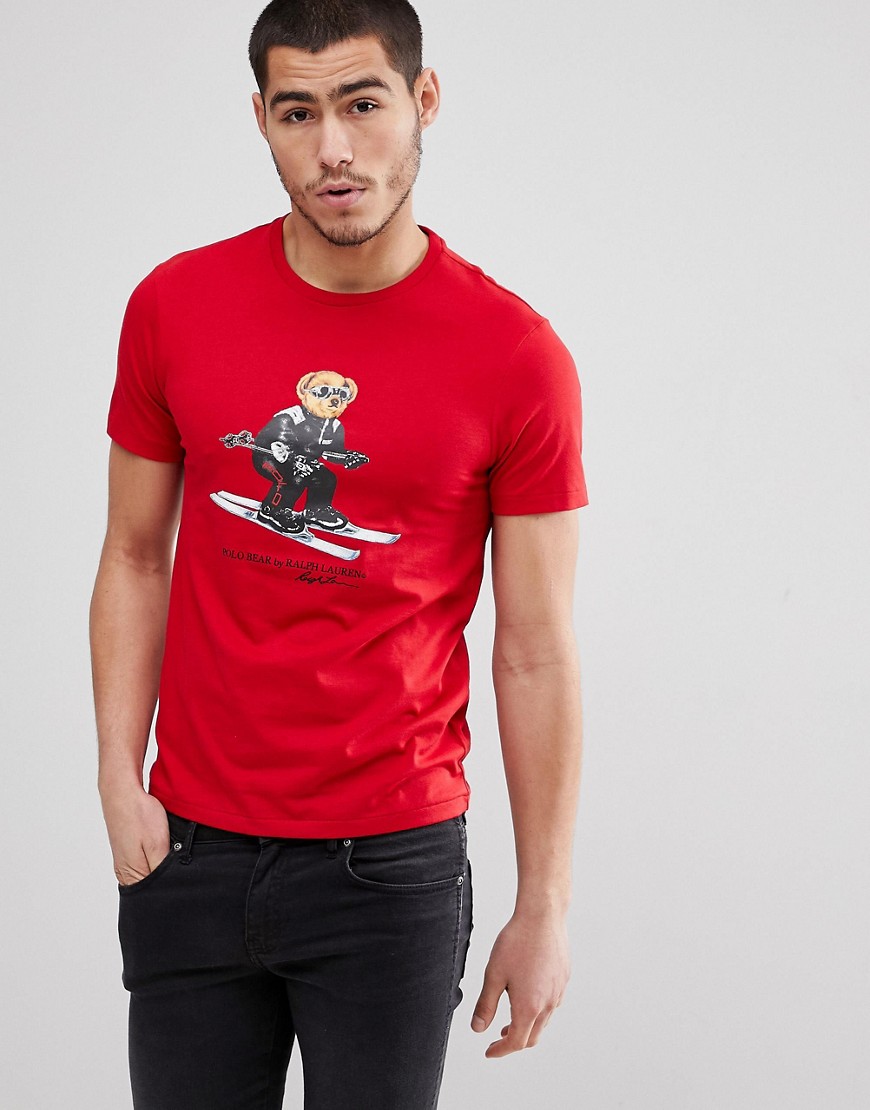 Polo Ralph Lauren Vintage Ski Bear Print T-Shirt in Red - Ralph red