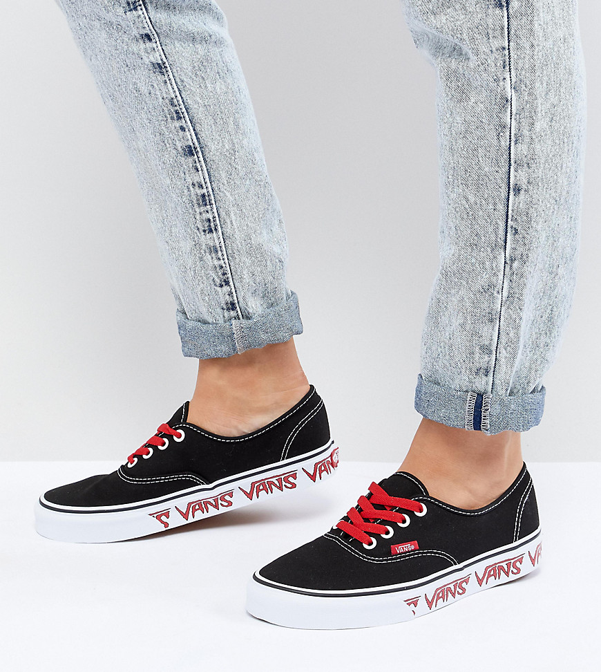 Vans Authentic Trainers With Sketch Sidewall - Black/red