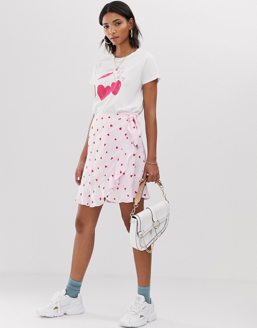 Fabienne Chapot mini wrap skirt in heart print