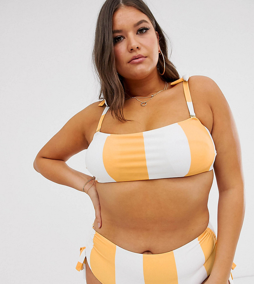 ModCloth Exclusive Shirley bandeau bikini top in orange stripe