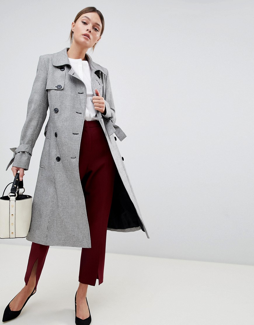 Helene Berman Double Breasted Houndstooth Trench - 220
