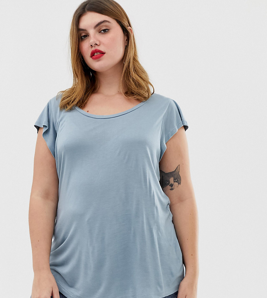Brave Soul Plus lisbon t shirt with frill sleeves