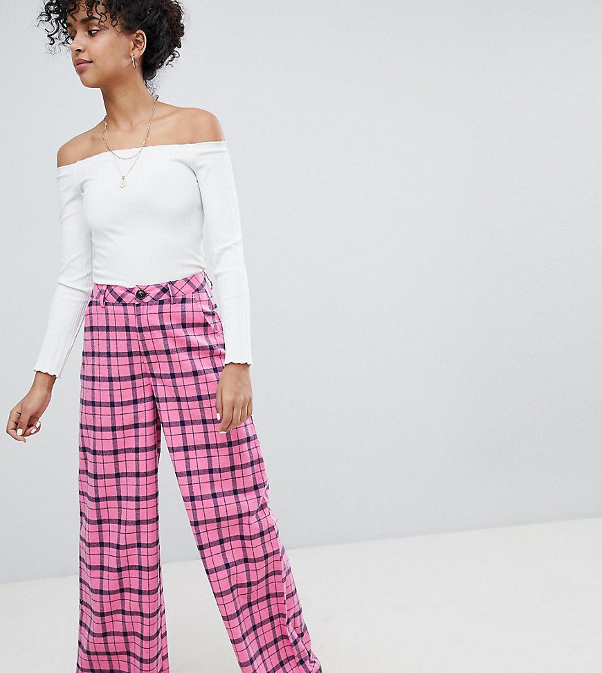 Daisy Street Wide Leg Trousers In Check