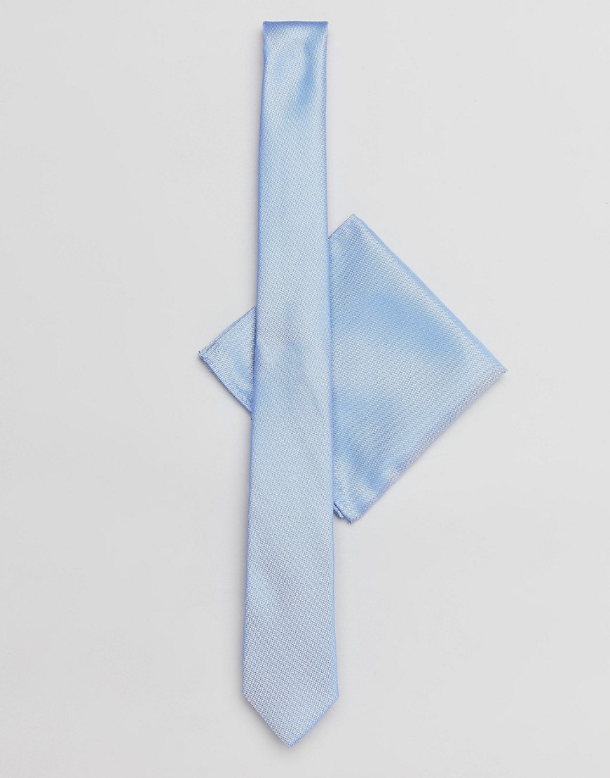 New Look tie and pocket square set in blue - Bright blue