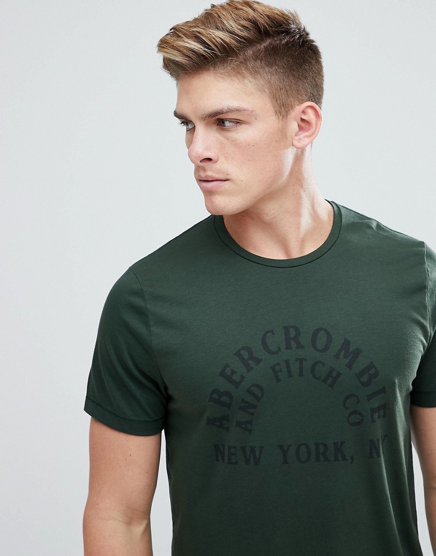 Abercrombie & Fitch Large Print Logo T-Shirt in Green - Deep forest