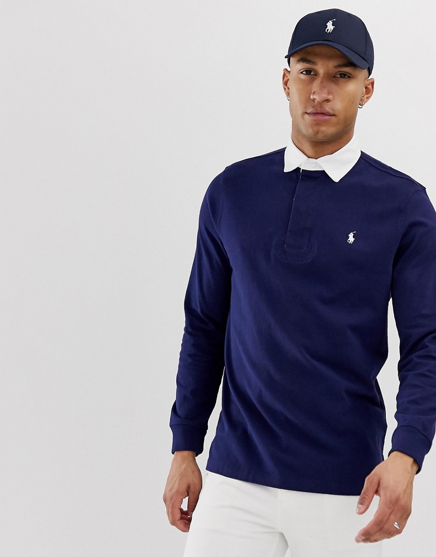 Polo Ralph Lauren regular fit long sleeve rugby polo in navy