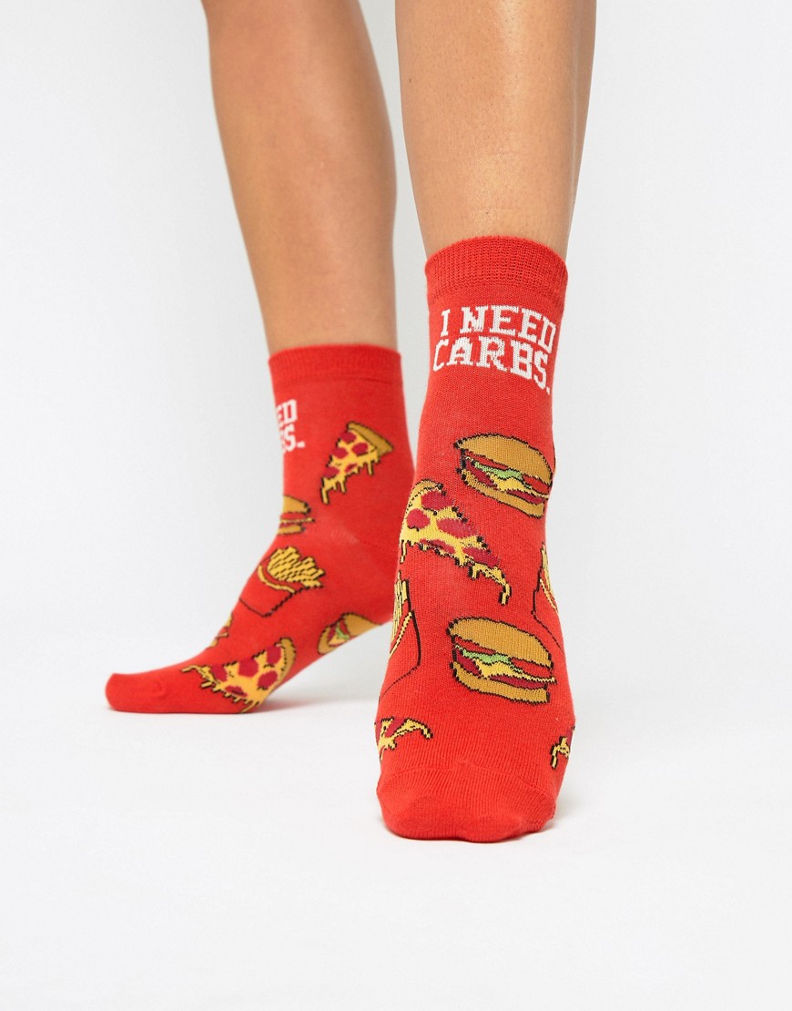 ASOS DESIGN I need carbs hang over ankle sock - Red