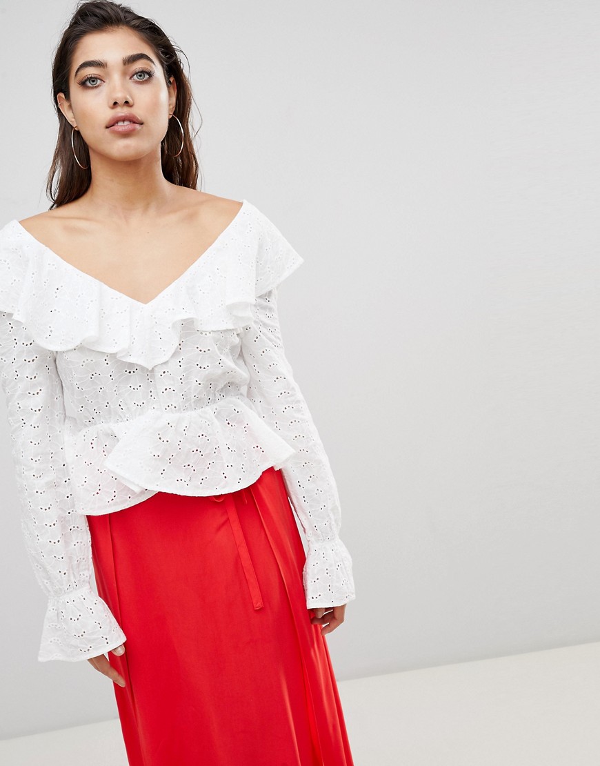 Ivyrevel Blouse in Anglais Lace with Deep V Back and Frills
