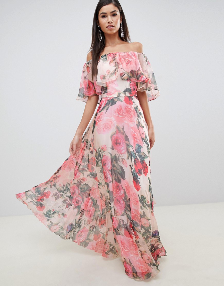 Forever Unique floral bardot maxi dress