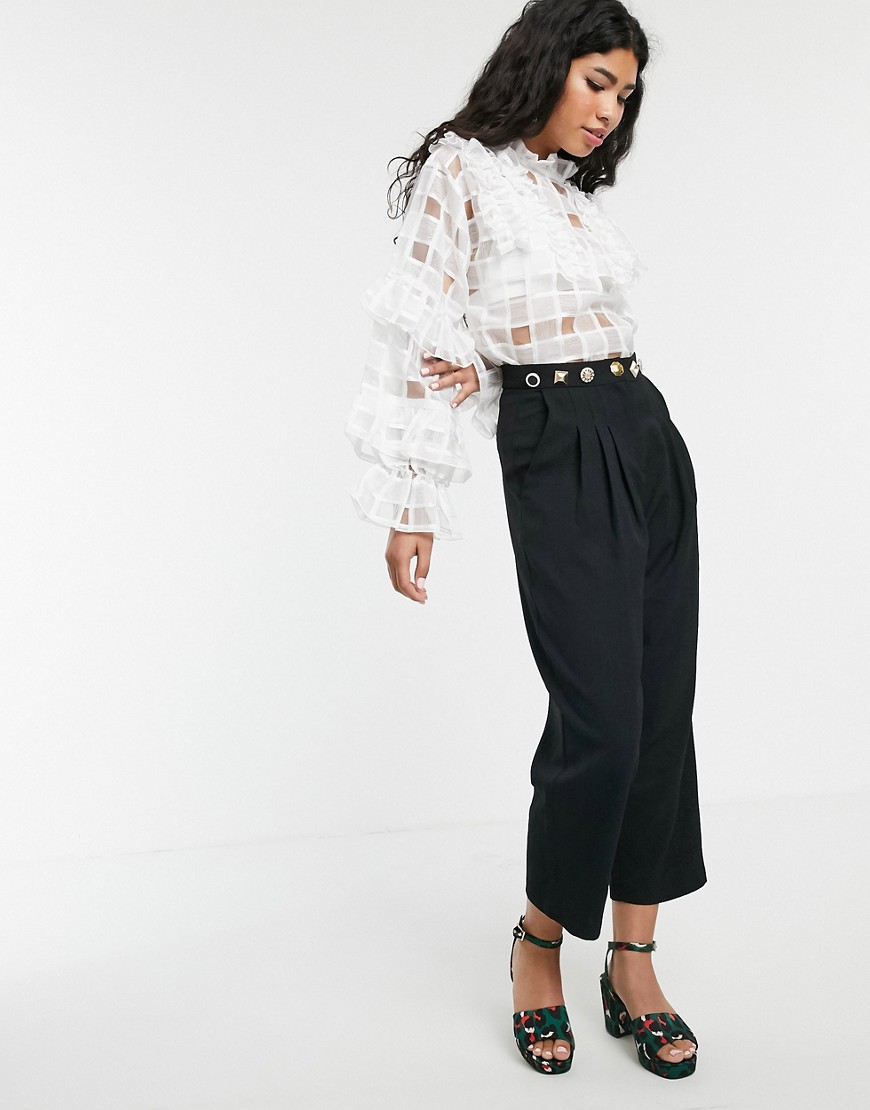 Sister Jane tailored cigarette trousers with ornate waistband