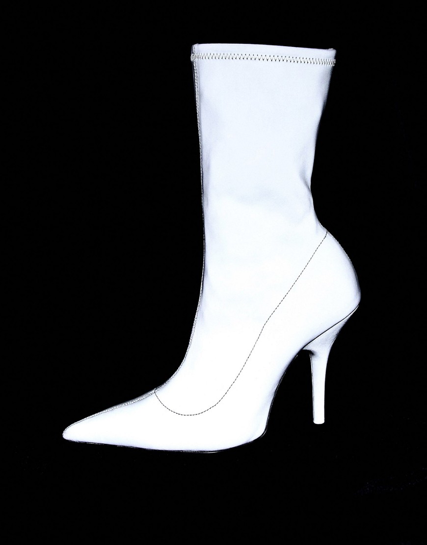 Asos Design Evie Sock Boots In Reflective-silver