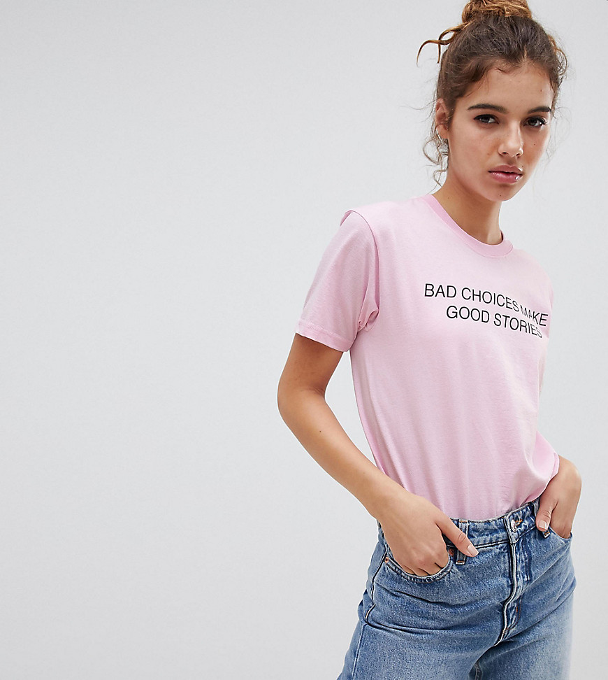 Adolescent Clothing T-Shirt With Bad Choices Slogan - Pink