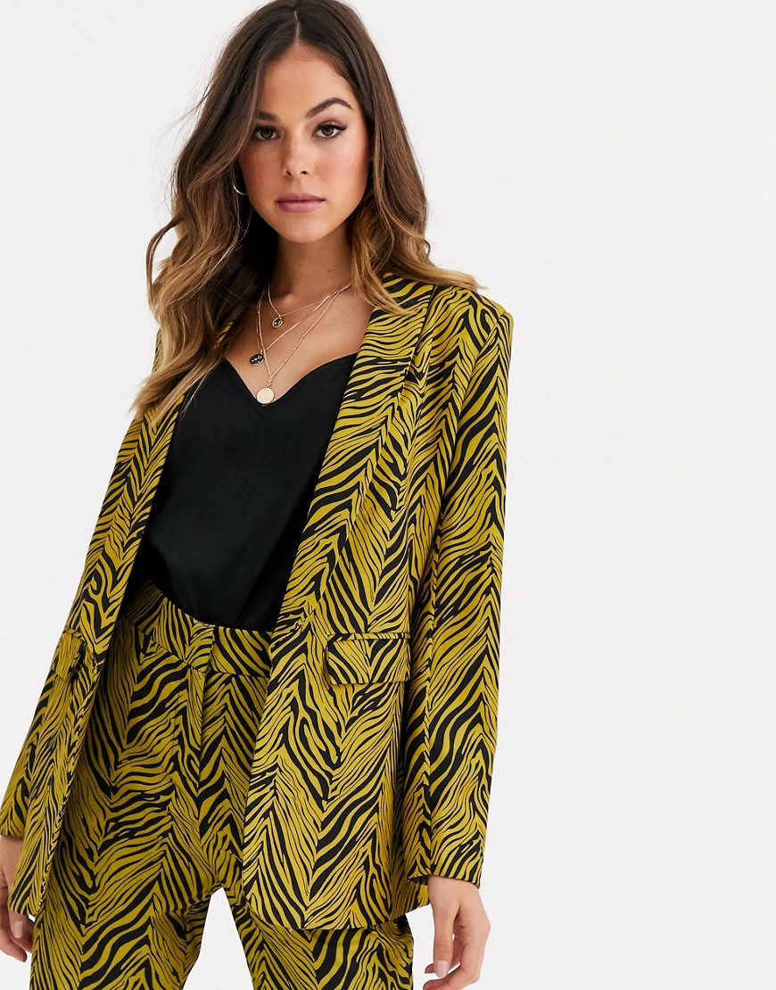 Liquorish suit blazer co ord in gold and black abstract print