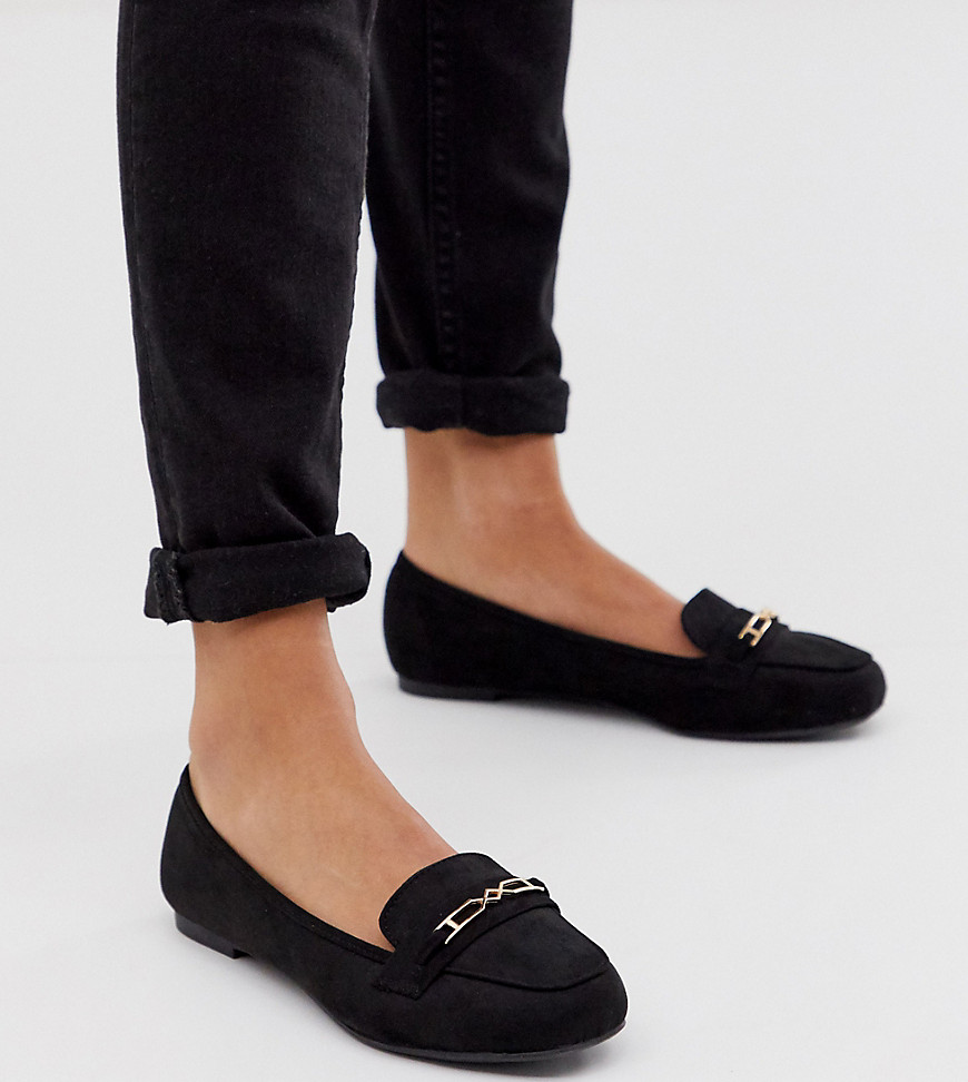 New Look Wide Fit loafers in black