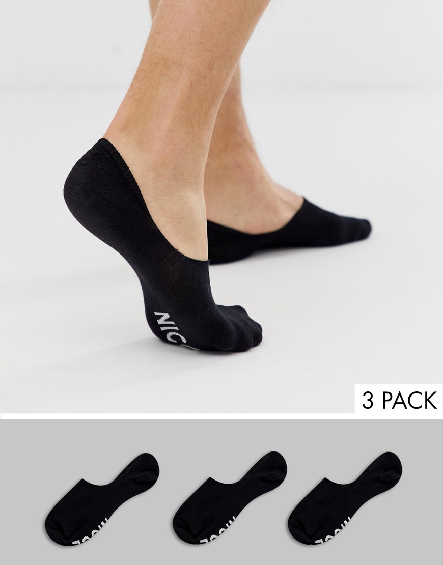Nicce 3 pack invisible socks in black
