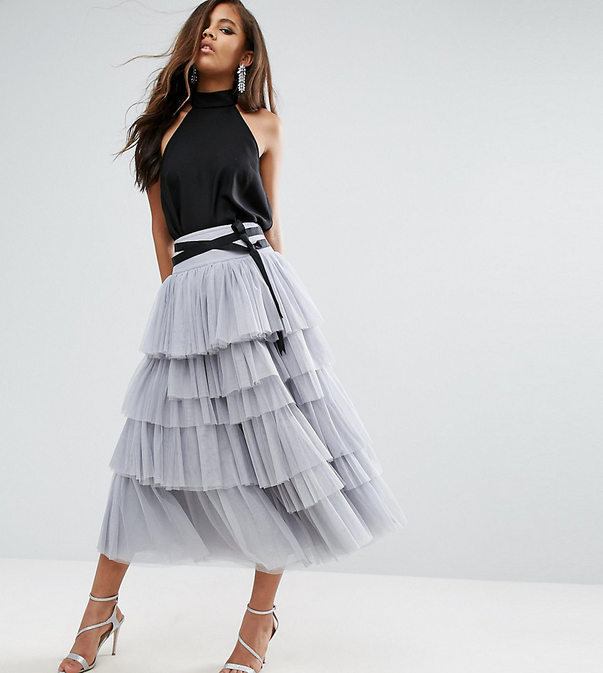 Tulle Midi Prom Skirt with Tiers and Tie Waist - ASOS Tall