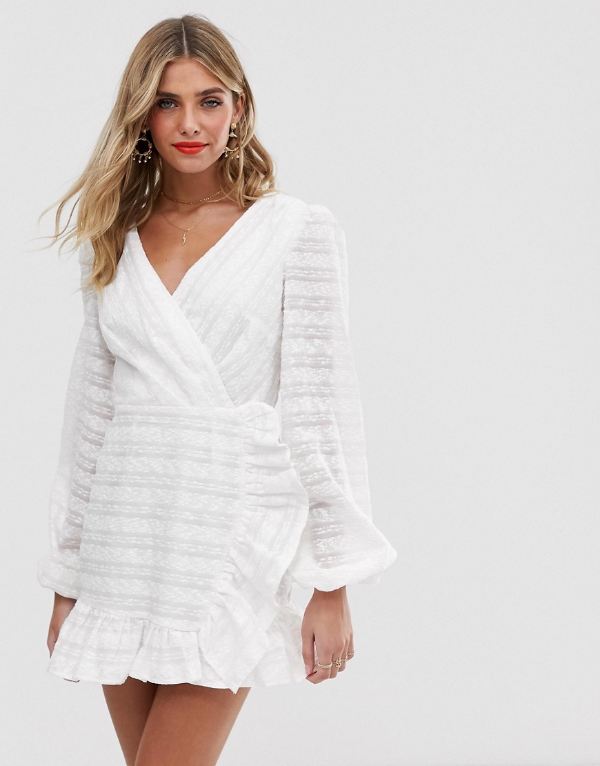 Finders Keepers Sofia Long Sleeve Mini Dress-white
