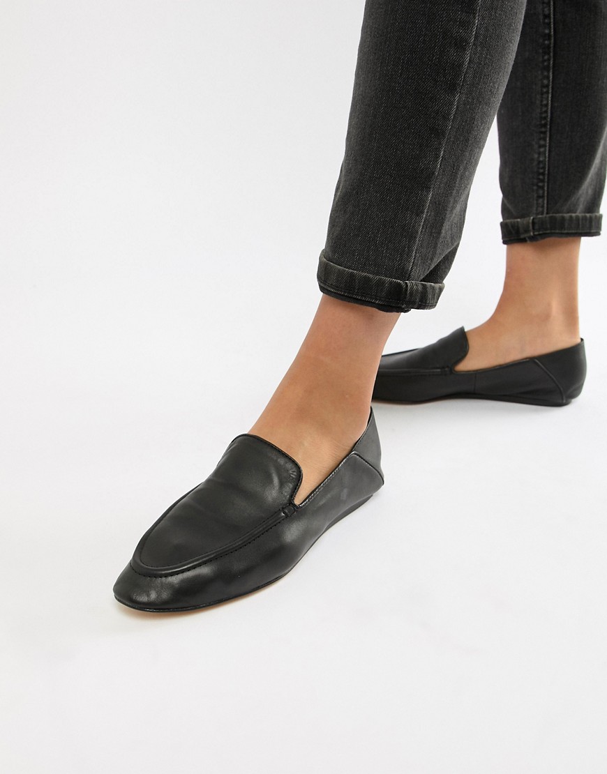 Mango soft leather loafer - Black
