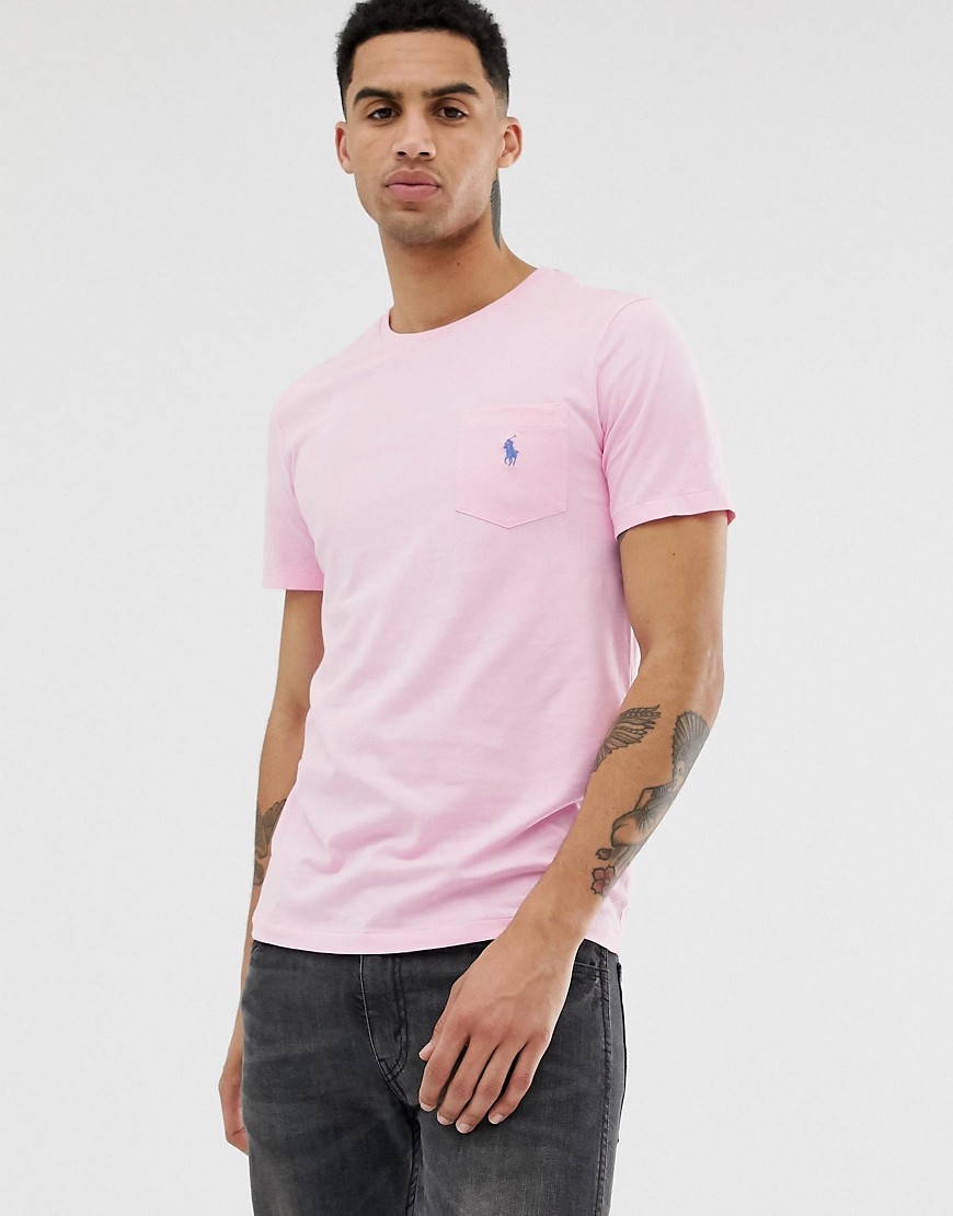 Polo Ralph Lauren player logo pocket t-shirt in pink