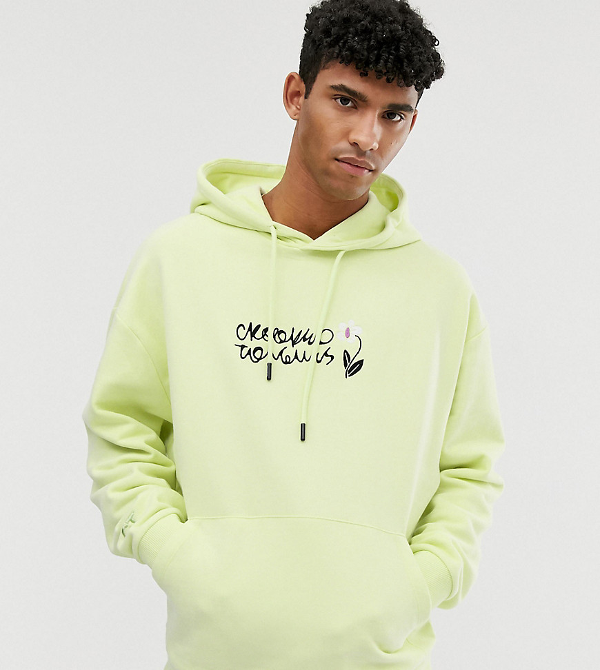Crooked Tongues oversized hoodie with logo print in fluorescent