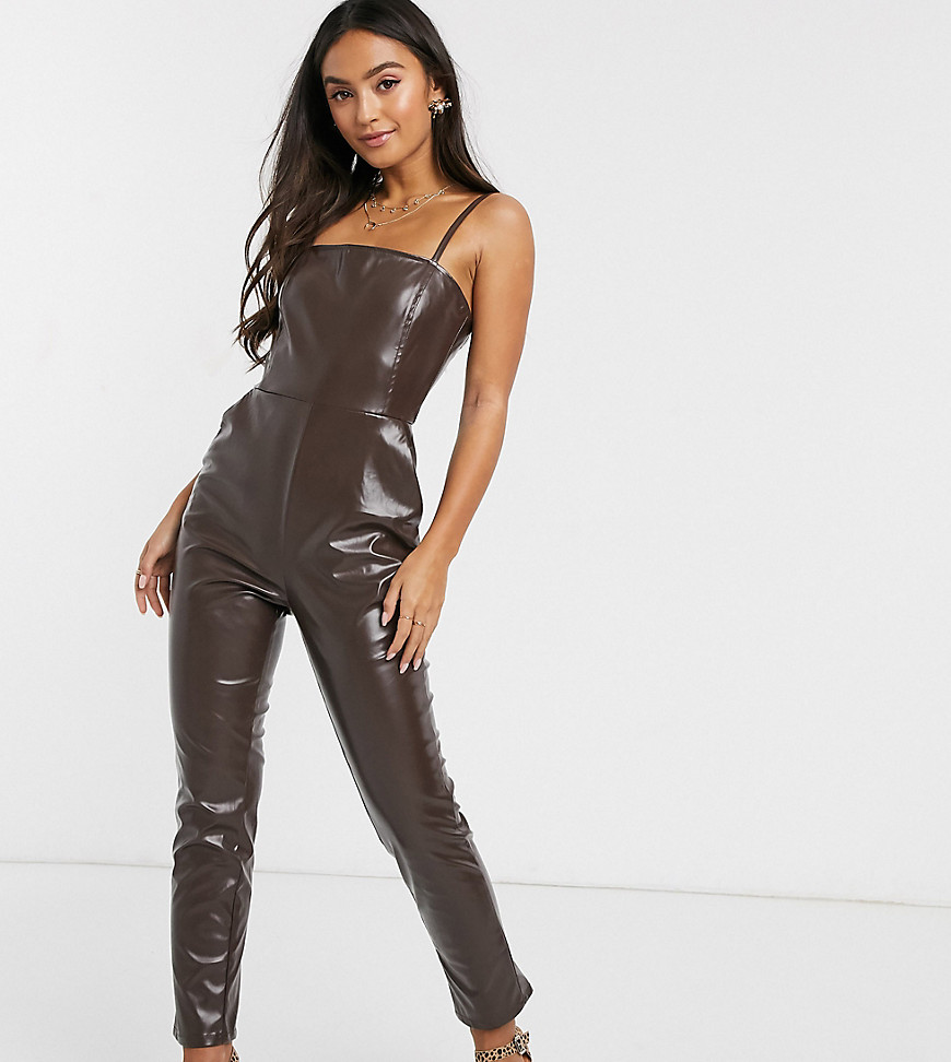 Wild Honey cami jumpsuit in faux leather