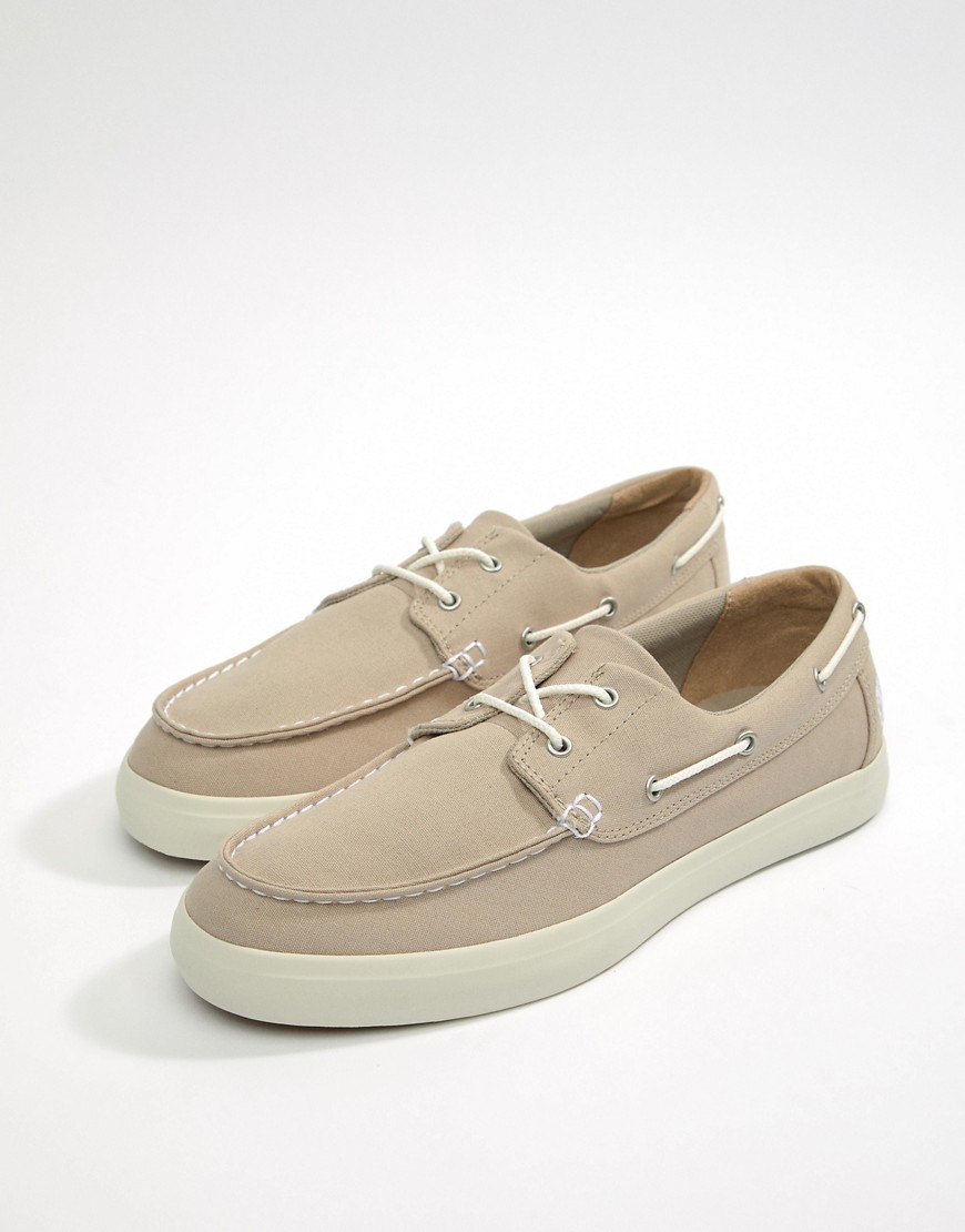 Timberland Newport boat shoes in stone canvas - Stone