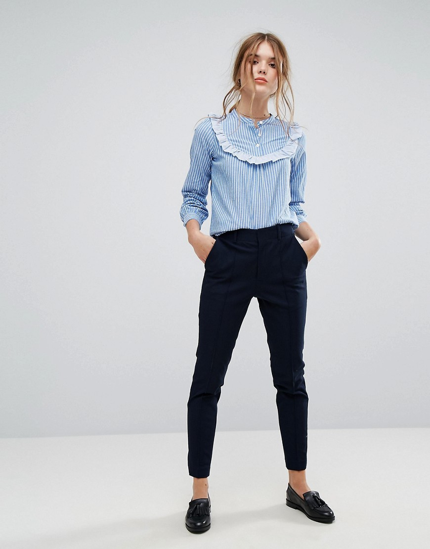 Leon and Harper Stretch Slim Trousers - Navy