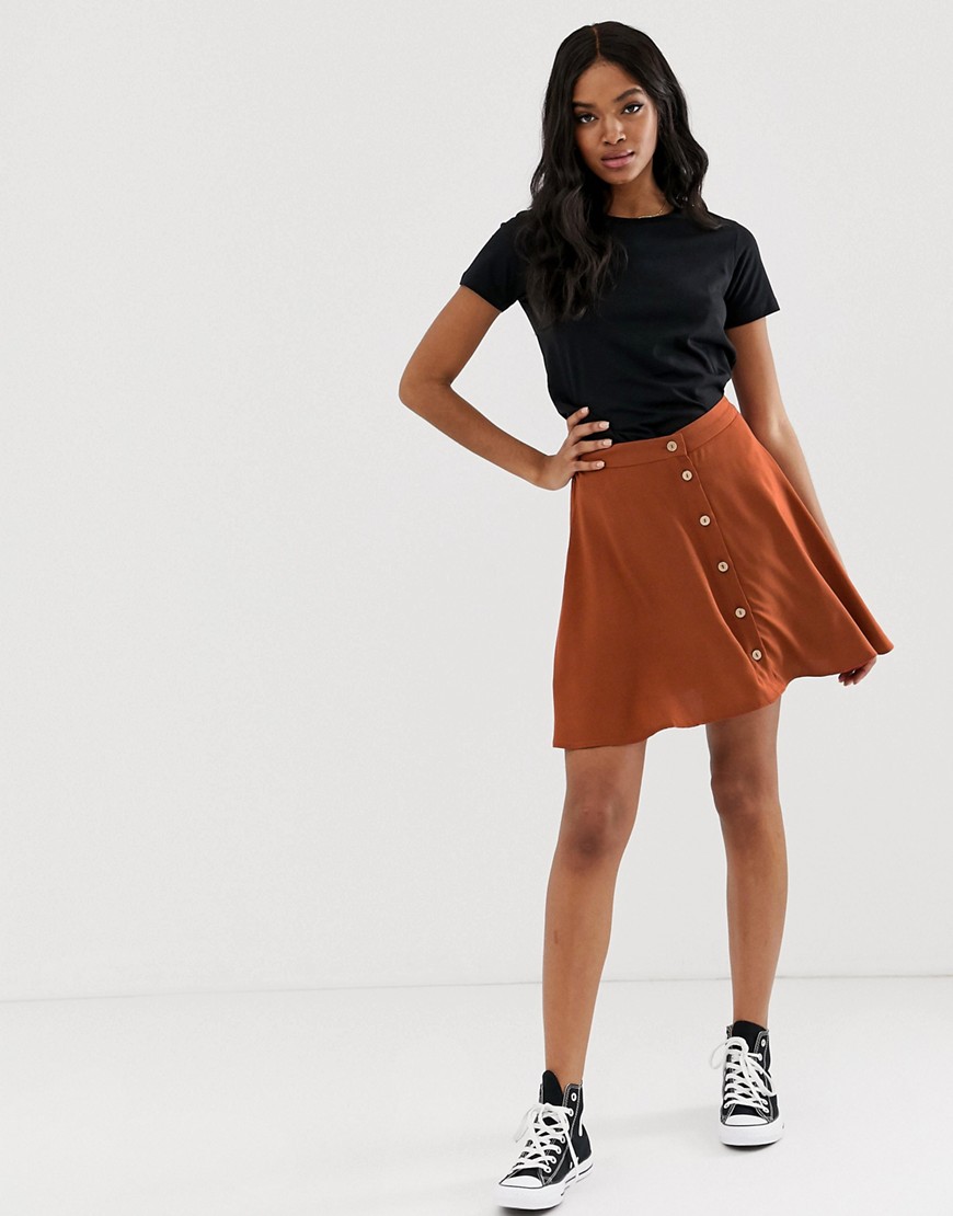 New Look mini skirt with buttons in rust