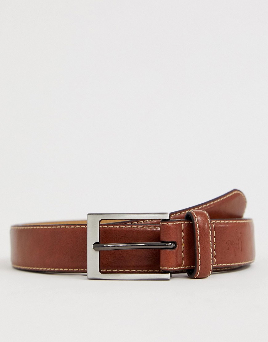 Original Penguin smart leather belt in brown