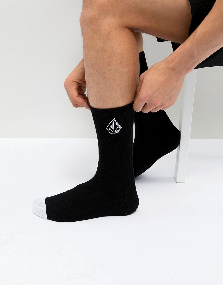 Volcom Socks With Stone Logo In Black - Black