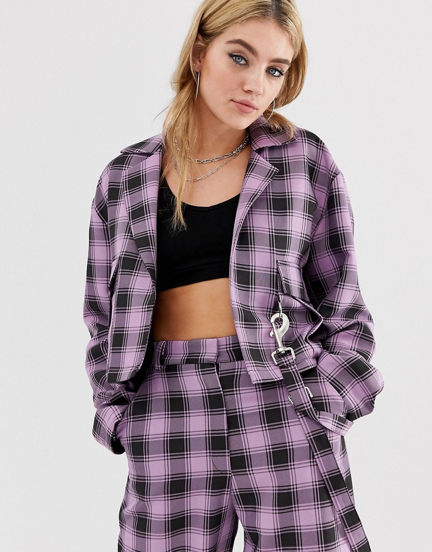 The Ragged Priest oversized blazer in check co-ord