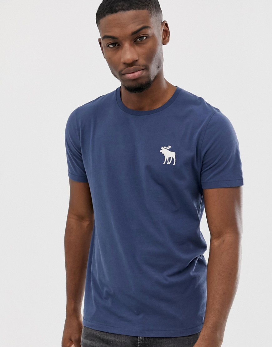 Abercrombie & Fitch exploded icon logo crew neck t-shirt in indigo